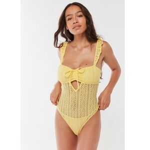 Urban Outfitters Yellow lace one piece bodysuit #lace #nwt #bodysuit